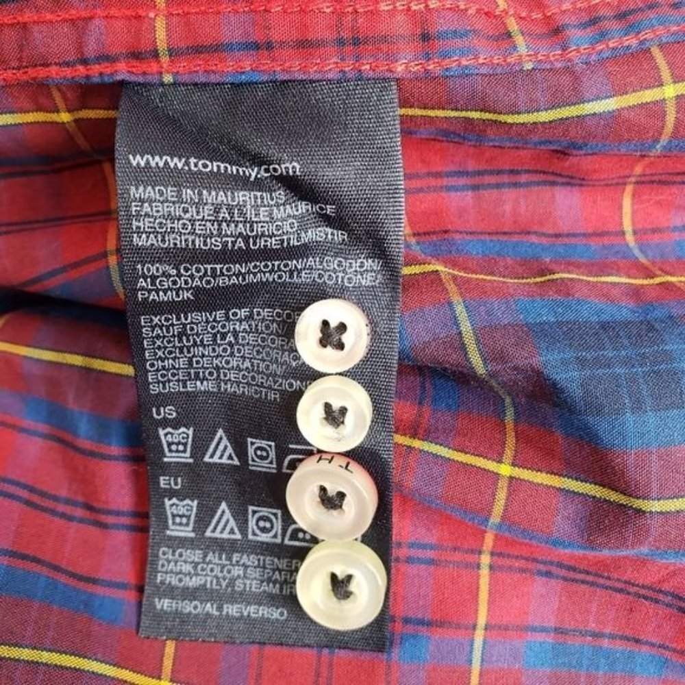 TOMMY HILFIGER Red Plaid Classic Fit Button Down Shirt - Picture 5 of 6